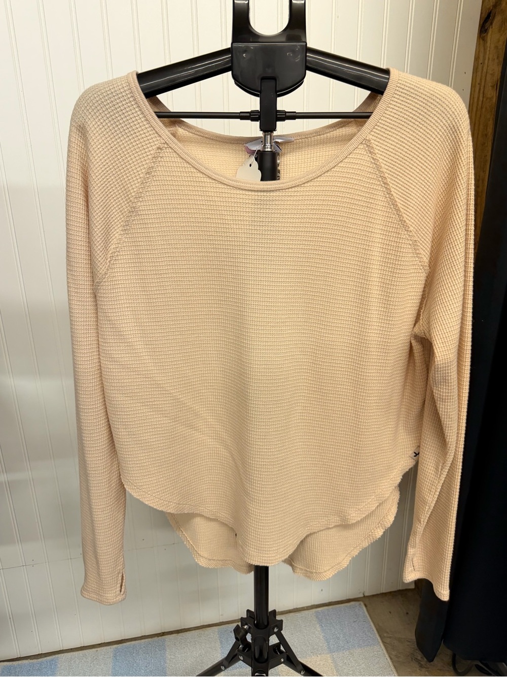 JoyLab Cream Waffle-Knit Long Sleeve Top